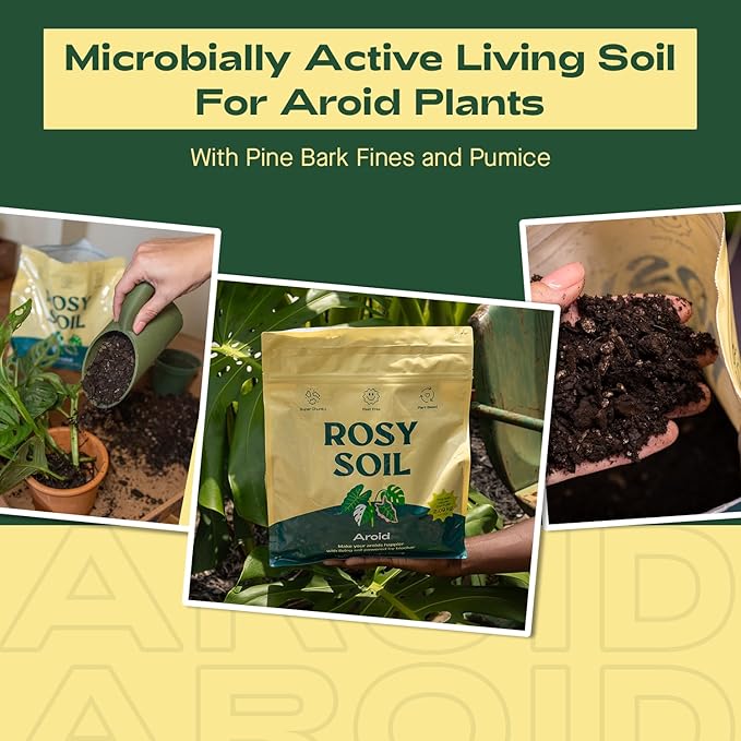 Rosy Soil Aroid (4qts) + Orchid Potting Soil (4qts) Bundle – Peat-Free Biochar-Powered Soil Mix for Aroids &amp Orchids – Superior Aeration Drainage &amp Root Health for Indoor Plants