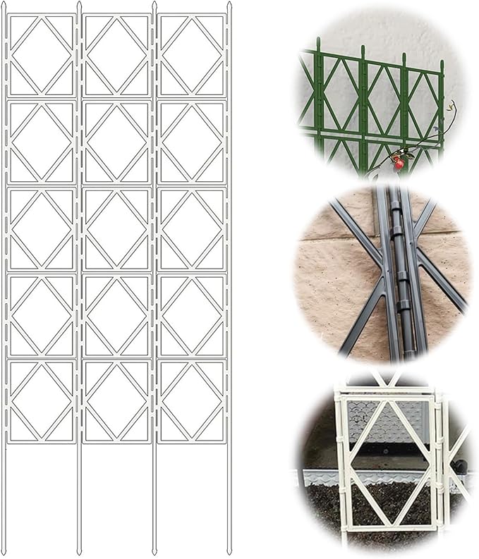 LTSRLL Foldable Garden Trellis Plant Supports - Weatherproof Coated Pot Trellis - Indoor Outdoor Decoration Fence for Climbing Vegetable Flower Fruits Vine Frame(Black60x220cm/23.6x86.6in)