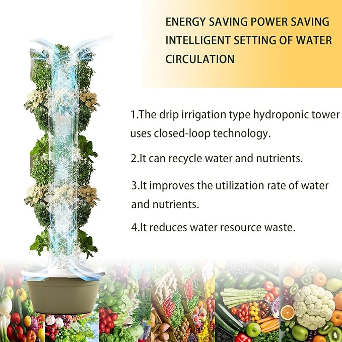 Hydroponics Tower Indoor Growing SystemHydroponic Vertical GardenVegetable Plant Gift for Gardening Lover Indoor Herbs Fruits and Vegetables 5/7/9 Layers. Green-7layers