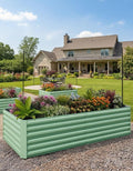IDEALHOUSE 8x4x2 Ft Galvanized Metal Raised Garden Bed 24-Inch Tall Heavy Duty Planter Box for Vegetables Herbs &amp Flowers Rust-Resistant Outdoor Gardening Bed Green