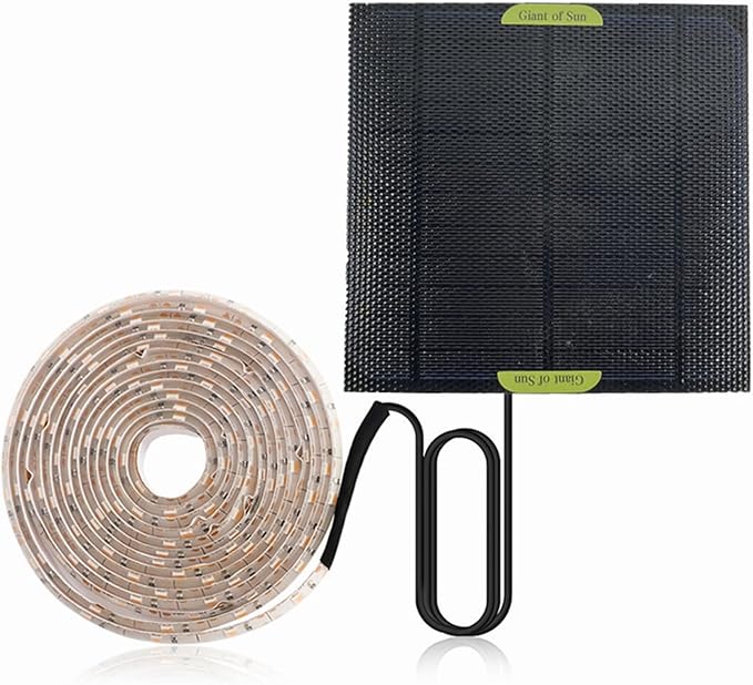Solar Powered Grow Lights 16.4ft Plant Light Strip with Solar Panel Full Spectrum Grow Lights Heat Lamp for Outdoor Indoor Garden Greenhouse Supplies...