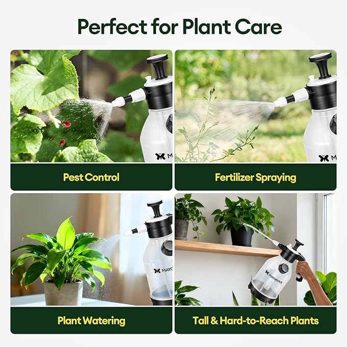 0.4 Gal Pump Sprayer Hand Water Spray Bottle for Indoor Plant Clear Plant Sprayer with Side Filling Port Measuring Cup Adjustable Nozzles Safe Pressure Relief Valve