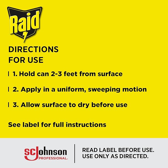 SC Johnson Professional Raid Flea Killer Plus Carpet &amp Room Spray Insecticide Aerosol Spray 16 oz 12 Count