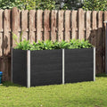Large Grey Wood Plastic Composite Raised Garden Bed Rectangular Outdoor Planter Box for Patio Balcony Durable Gardening Solution