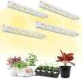 Plant Lights for Indoor Growing Seedlings - 16 in Long 4-Count (10W x4) Full Spectrum T5 Grow Light Bars for Seed Starting 4000K White LED Grow Lamp w/Reflectors for Shelf/Rack