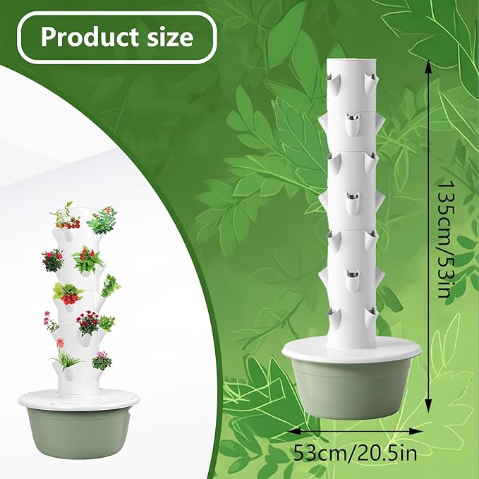 Hydroponic Tower Hydroponic Tower Garden Vertical Hydroponic Garden Tower Save Water and Energy Increase Yield Suitable for Hydroponic Gardening Enthusiastsgreen-7-Layers
