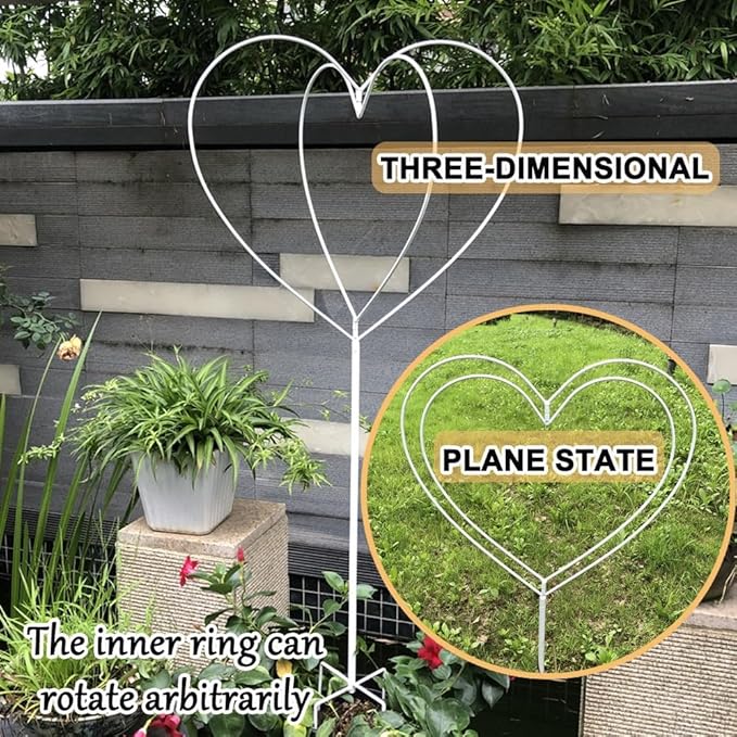LTSRLL Indoor/Outdoor Pot Trellis Three-Dimensional Heart-Shaped Garden Trellis for Climbing Plants 104cm/40.9 High Small Hoya Plant Support(Black)