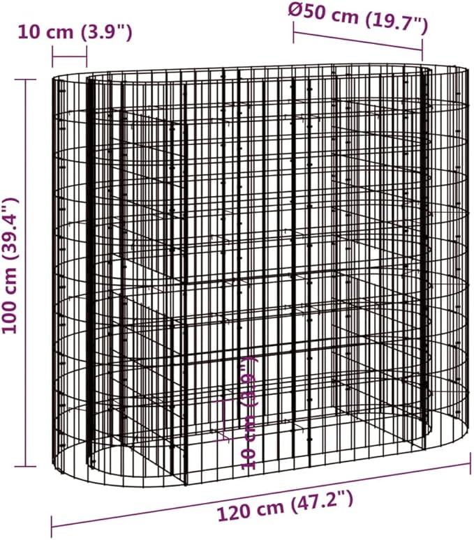 Gabion Raised Bed Gabion Cages Basket Steel Woven Gabion Net Garden Plant Above Ground Garden Boxes Outdoor Garden Galvanized Planters Metal Trough 47.2x19.7x39.4