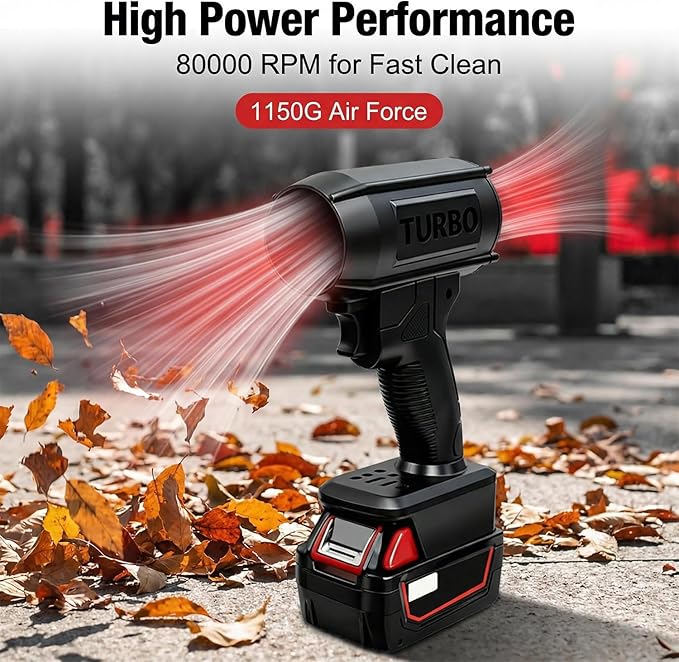 2026 New Storm Cordless Jet Blower 2.0Upgraded High Power Jet Air Blower Car Dryer160000 RPM 200 MphPortable Handheld Turbo Leaf Blowerfor Car Patio Snow Dust (for Milwaukee)