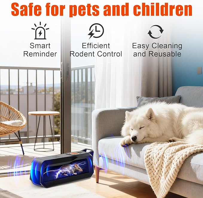 Electric Mouse Trap 2 Pack Humane Electronic Mouse Trap for Indoor Home Use Reusable Electric Rat Trap No-Touch Rodent Control for Kitchen Garage Attic Basement