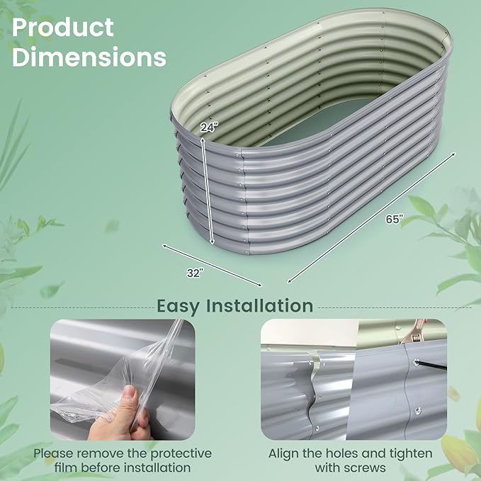 Round Raised Garden Bed Metal Garden Planter with Open Bottom Design Sprayed Plate &amp Safe Round Edge Elevated Garden Planter Box for Vegetables Flowers &amp Herbs (Gray)