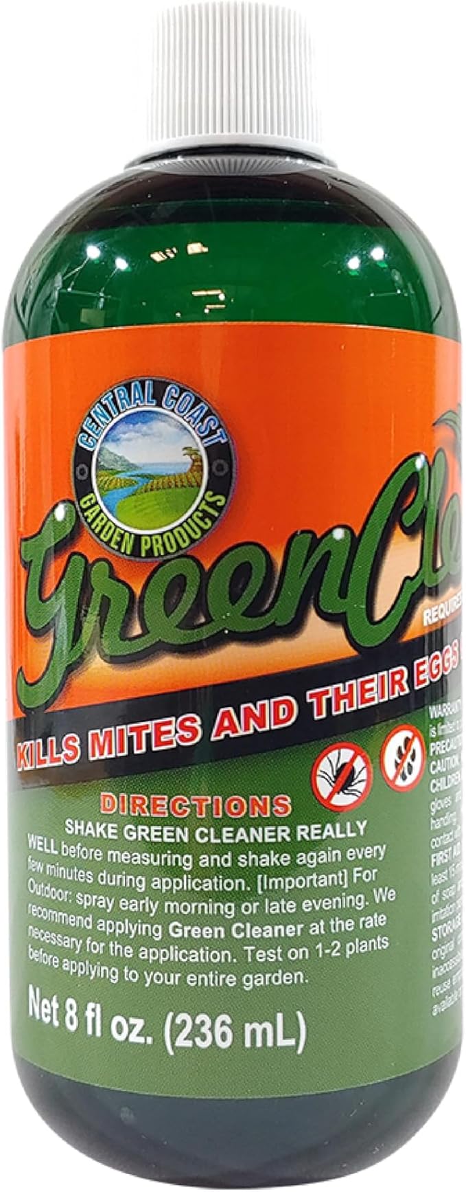 Central Coast Garden Green Cleaner 8 Ounce - all Natural Pesticide - Exterminates Broad Mites and Russet Mites - Soybean Oil Based