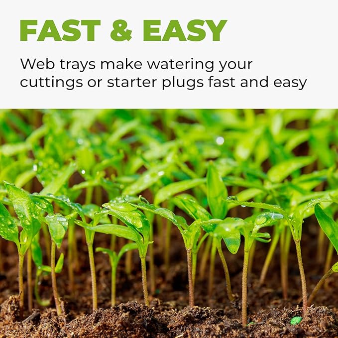 DL Wholesale 10 x 20 Plant Propagation Web Tray Plastic for Seedlings Planting Growing Trays Seed Starter Grow Solid Side with Large Drain Holes Black 50-Pack