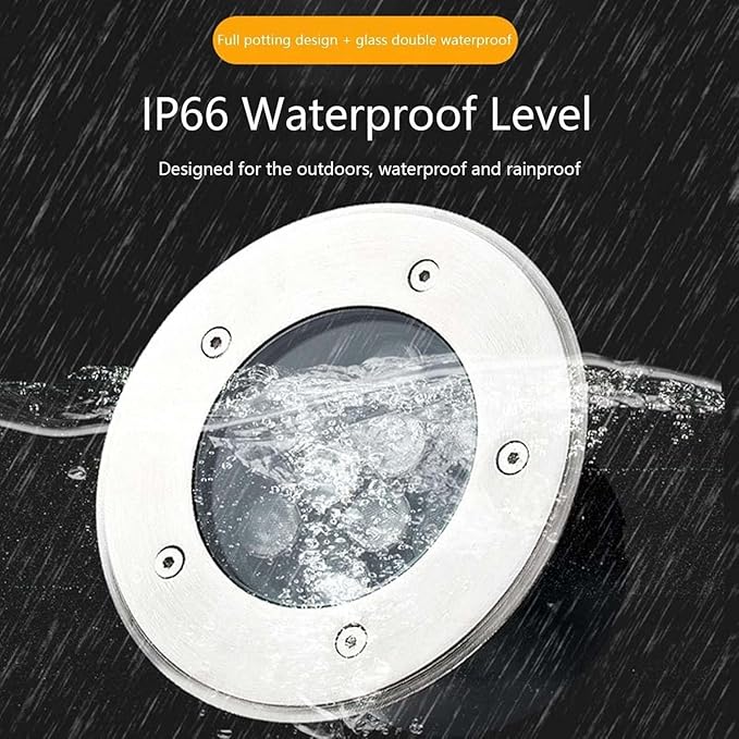 Outdoor Buried Lights Ground LED Landscape Lights IP66 Waterproof Recessed Ground Spotlight Round LED Underground Light for Garden Patio Fence Lawn Deck LiYellow-6W