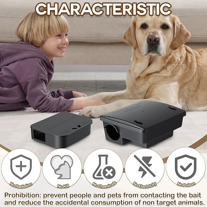 4 Pack Key Required Rat Station Box 1 Large &amp 3 Compact Outdoor Mouse Bait Stations Box Lockable Weather Resistant Bait Boxes for Indoor &amp Outdoor