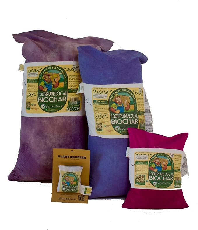 Premium Biochar Soil Amendment - Lab Tested - Upcycled Linen Bag - High Carbon Content 80% - Garden Lawns &amp Farm Ready - 5 Gallons
