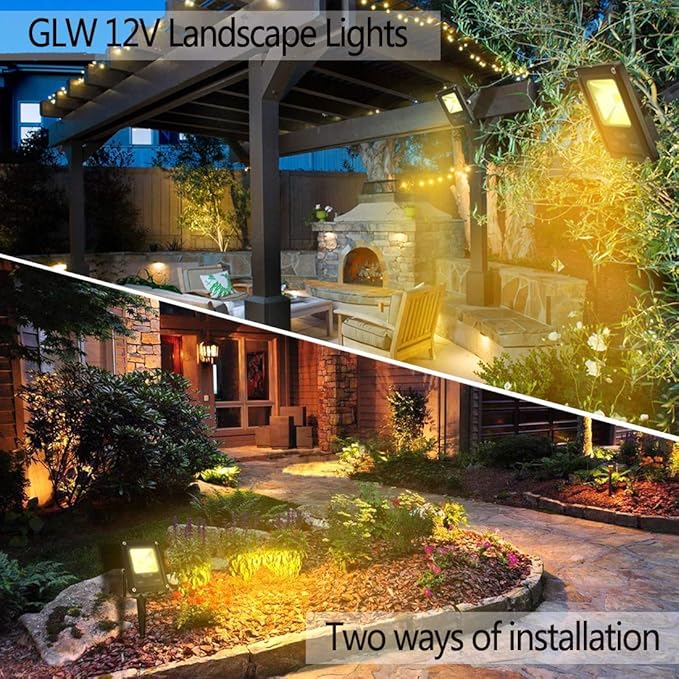 10W LED Landscape Lights 12V Low Voltage Outdoor Spotlights Warm White 3000K IP65 Waterproof with Spike Stand for GardenYardDeckStep [4 Pack]