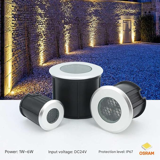 Buried Lights - Landscape Lights Outdoor Recessed Spot Light Honeycomb Anti-Glare Low Voltage 24V Outdoor Ground Lights IP67 Waterproof Courtyard Villa Buried Spotlight Garden Lighting(White light
