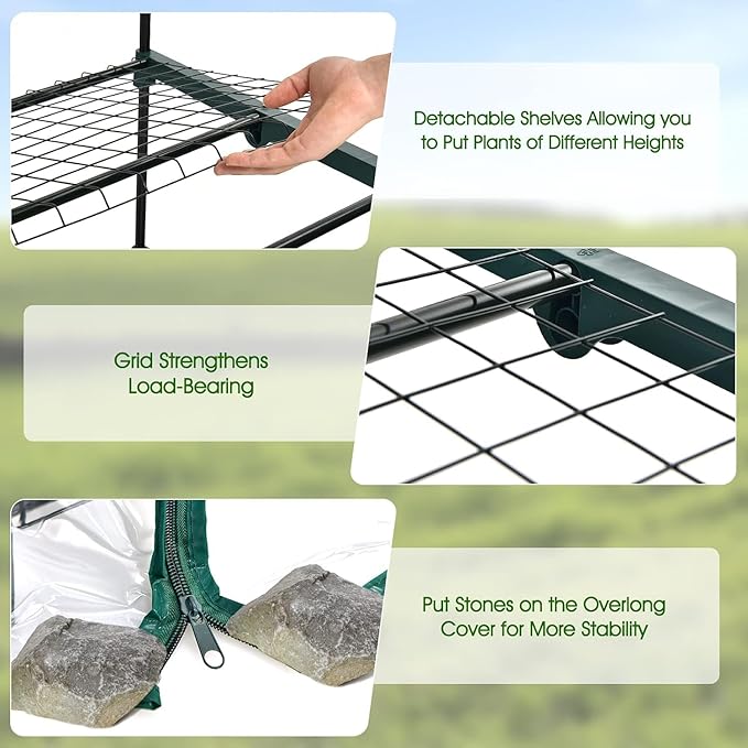 S AFSTAR Portable Greenhouse with Shelves 27 x 19 x 75 Green House with 5 Tiers Mesh Shelves &amp Roll-Up Door Small Greenhouse Mini Growing House Greenhouses for Outdoors Garden Patio Backyard