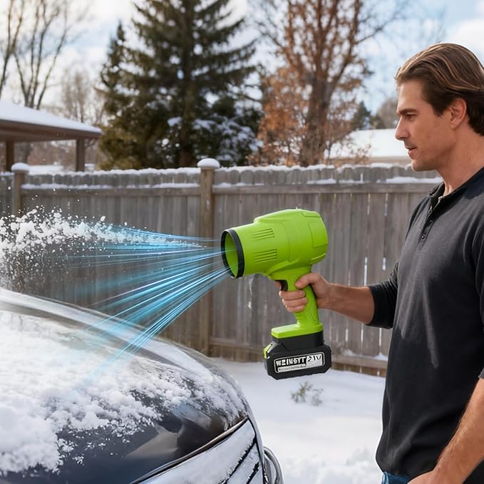 21V Cordless Leaf Blower - 60000 RPM Electric Handheld Blower with 2×4.0Ah Batteries &amp Fast Charger - Lightweight Portable for Yard Cleanup Patio Lawn Deck Car Drying Garage Cleaning