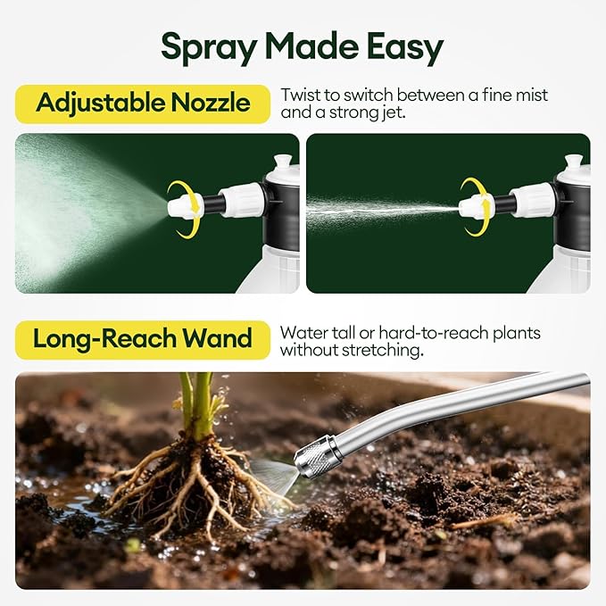 0.4 Gal Pump Sprayer Hand Water Spray Bottle for Indoor Plant Clear Plant Sprayer with Side Filling Port Measuring Cup Adjustable Nozzles Safe Pressure Relief Valve