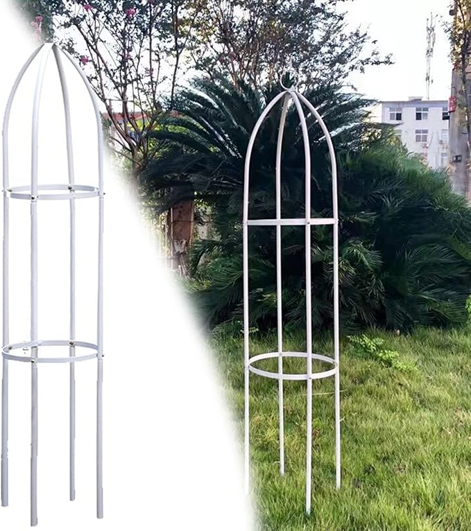 Garden Trellis For Climbing Plants 1.4M/1.5M Tower Obelisks Trellises Ø23cm Ø32cm Rustproof Metal Plant Climbing Support For Indoor Outdoor Flowers Vegetable Fruits Vines Support ( Color : White