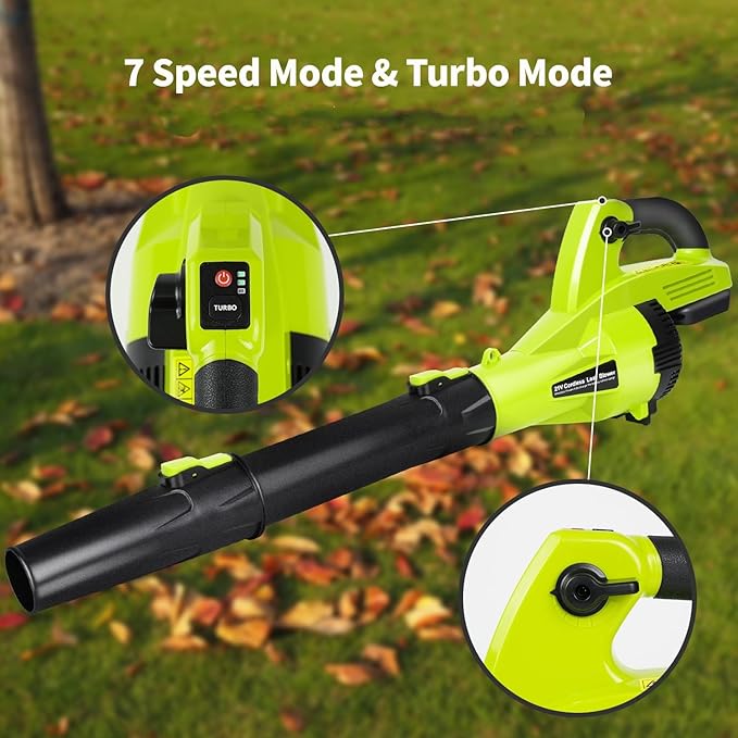 Leaf Blower Cordless 500 CFM Electric Leaf Blower with 2 Batteries and Charger 7 Speed Mode 4.0Ah Lightweight Battery Powered Cordless Leaf Blowers for Lawn Patio Driveway