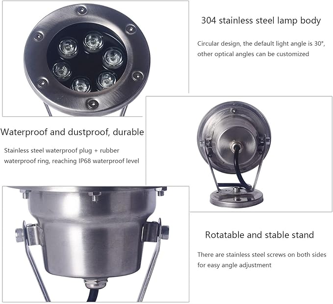LED Ring Fountain Light - Submersible IP68 Waterproof Stainless Steel Spotlight for Fountain/Landscape Decoration 24V Middle Hole Pool Lights