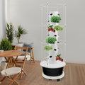 Hydroponic Growing Tower with Climbing Trellis 30L Water Tank &amp Automatic Timer Indoor Outdoor Vertical Garden System for Vegetables Herbs Strawberries (Black - 28 Holes)