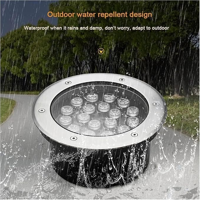 Recessed LED Fountain Light - Low Voltage IP68 Waterproof Underwater Spotlight for Pools &amp Landscaping (RGB 18W Green 6W)