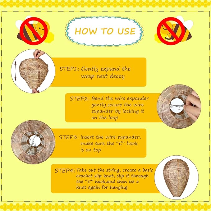 Qualirey 12 Pcs Mini Wasp Nest Decoy 6x7 Inch Waterproof Material Hanging Fake Wasp Hornet Nests Decoys for Bees Yellow Jackets Garden Yard Outdoors Hanging (Orange)