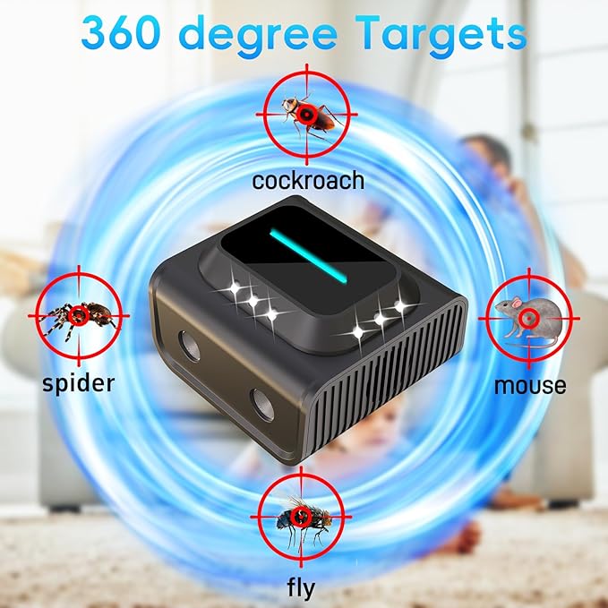 2026 Mice Rat Repellent Plug-in for House Rodent Squirrel Repellent Ultrasonic Mouse Deterrent Device Bat Removal Attic Garage Basement Warehouse Home (Black)