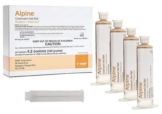 BASF Alpine Rotation 1 Cockroach Gel Bait Roach Killer for Indoor or Outdoor Infestation Control Syringe Applicator 30 gram 4 Pack