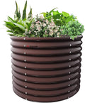 A ANLEOLIFE 30 Extra Tall Galvanized Raised Garden Beds Outdoor 3x2.5ft Round Metal Planter Boxes for Planting Vegetables Flowers Fruits Eco-Safe &amp Easy Setup CaféBronze