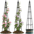 Obelisk Trellis for Climbing Plants 6 FT Garden Trellises with 16mm Thickened Plastic-Coated Metal Pipes Trellis for Climbing Potted Plant Vine Flower Rose Vegetable Tomato Cucumber Outdoor Indoor