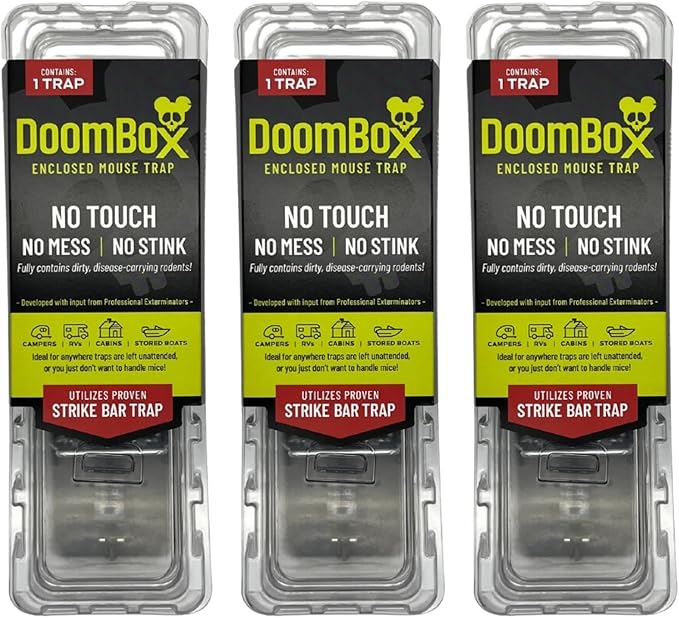 DoomBox™ Clear Enclosed Mouse Trap | Highly Effective and Keeps The Mess with The Mouse | Patented Click-It™ Closure Technology | Safe for Kids &amp Pets | Certified Child Resistant | Made in USA (3)