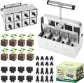 BlumWay Upgraded Soil Blocker 8 Cell Seed Blocker 2 inch Quad Soil Block Maker Manual with 3 Types of Seed PinsHand-held Soil Blocking Tool for Seed Stater Tray Outdoor Plants