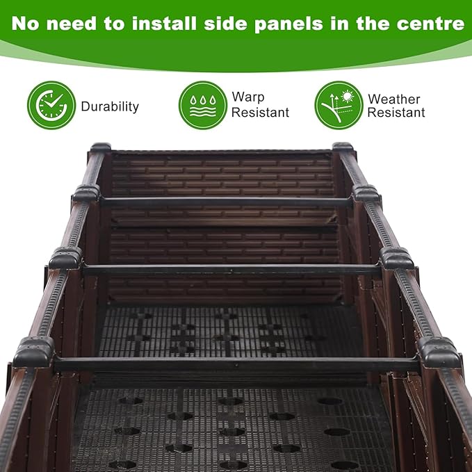 31.5X31.5X11 Raised Garden Beds Outdoor Heat And Frost Resistance Planters Herbs Garden Box With Drain Outlet Polypropylene Planter Boxes Outdoor For Vegetables And Flowers 440lbs Capacity