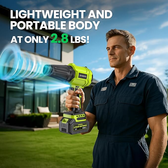 Cordless Leaf Blower 980000 RPM Handheld Leaf Blower with 2 X 4.0Ah Batteries &amp Charger Lightweight Leaf Blowers for Patio Cleaning Lawn Care Leaves Dust - Light Green