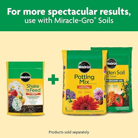 Miracle-Gro Shake 'N Feed All Purpose Plant Food - Outdoor and Indoor Plant Food for In-Ground and Containers Feeds for up to 3 Months 8 lbs. (Pack of 4)