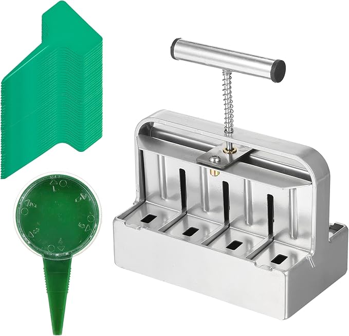 Soil Blocker Manual Soil Block Maker with 8 Hole Diggers + 24 Seed Plugs Soil Cultivation Tools (Type 4)