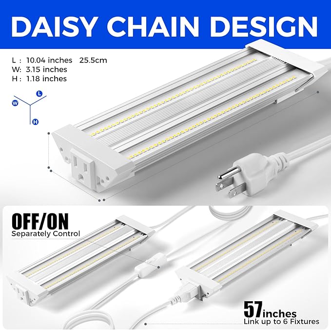 Barrina TX18 1FT LED Grow Light 72W(4 x 18W 360W Equivalent) High PPFD 5000K Full Spectrum Hanging Grow Light from Seed to Flower with On/Off Switch Mechanical Timer Linkable 4 Packs