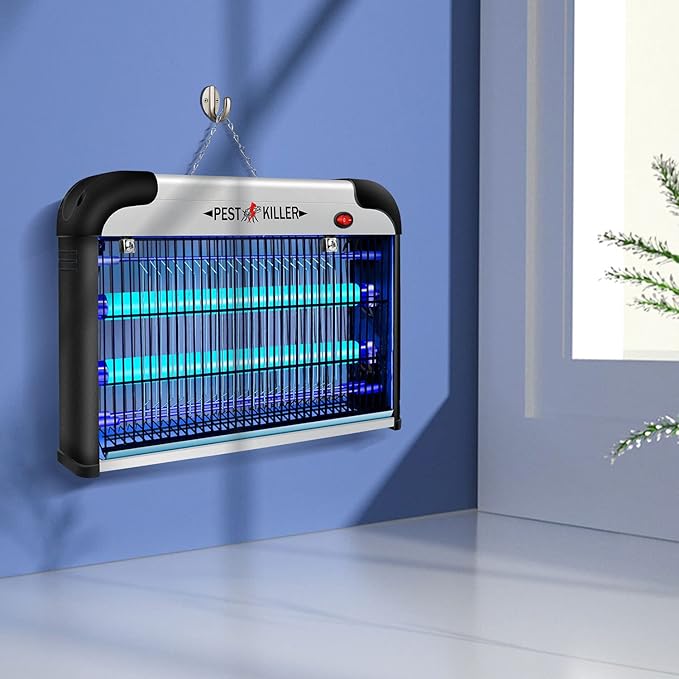 Indoor Electric Bug Zapper 2800V Powerful Flying Insect Mosquito Killer w/ 20W Blue Light Attract Plug-in Pest Control Machine for Moth Fruit Fly Fungus Gnat Garage Bug Catcher/Eliminator/Trap