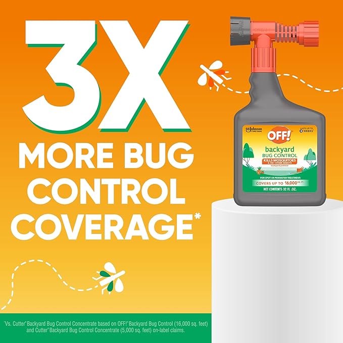 OFF! Backyard Bug Control Yard Pretreat Hose End Sprayer Kills and Repels Insects Covers up to 16000 Square Feet Outdoor Use 32 Ounce (Pack of 2)