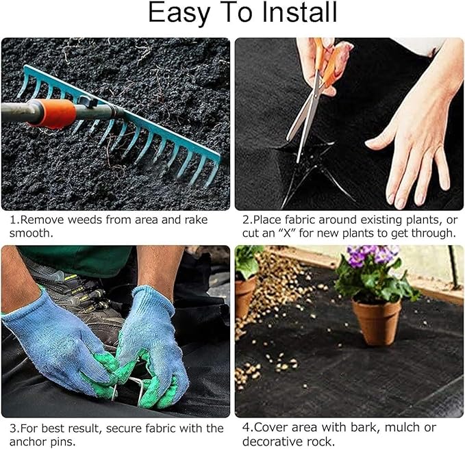 Weed Control Film Landscape Fabric Geotextile Durable Garden Weed Barrier Fabric Tree Protection Weed Mats(1.22x61m/4x200ft)