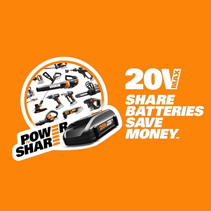 WORX Cordless Leaf Blower Electric Blowers for Lawn Care with 120 MPH &amp 3.5 LBS Long Nozzle Design for Narrow Spaces with Cleaning Attachments Battery &amp Charger Included WG545.1
