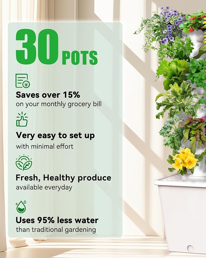 SJZX Hydroponic System Kit + Extra Water Pump Get a Replacement Pump Now