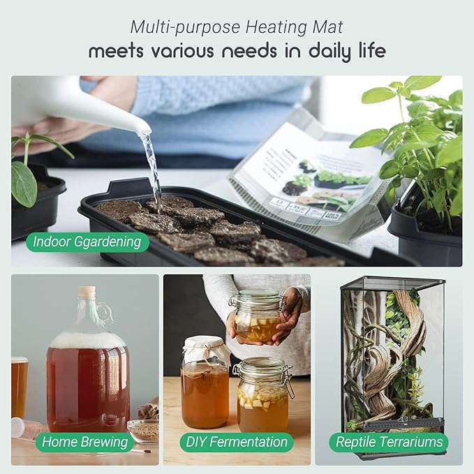 LUXBIRD 2 Pack Seedling Heat Mats with Digital Thermostat Controller 10 x 20.75 30W for Seed Starting Germination Hydroponics Brewing Breeding Greenhouses (LB-HT02)