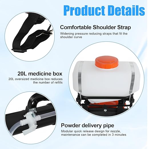 Backpack Sprayer Bug Bombs Indoor Fogger with 20L Tank 43cc 7500rpm Mosquito Fogger Backpack Cold Foggers &amp Mister Duster Insect &amp Pest Control Sprayer for Mosquitoes Bugs and Outdoor Use