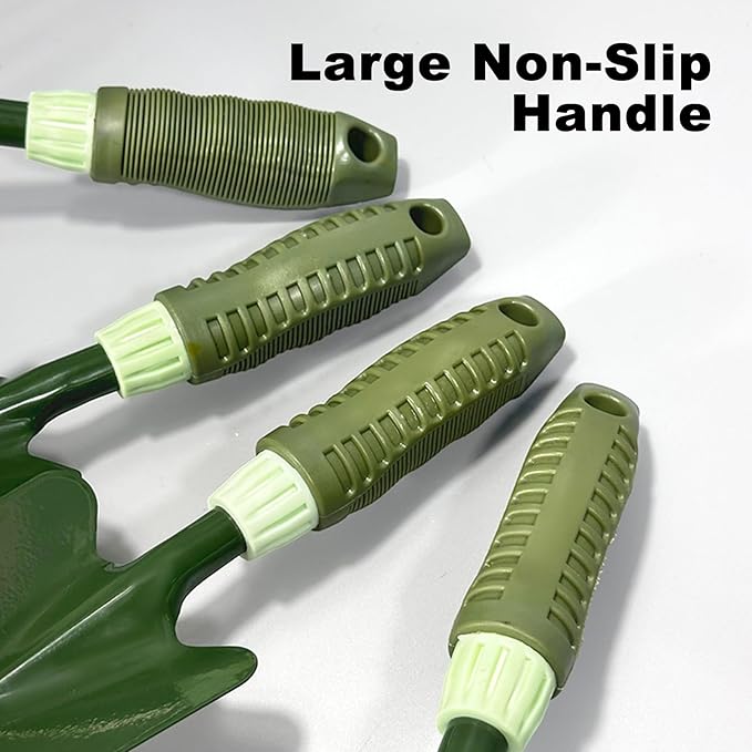 FTVOGUE 4PCS Garden Tool Set Gardening Tools with Non Slip Rubber Grips and Storage Bag for Digging Weeding Loosening Soil Aerating Transplanting